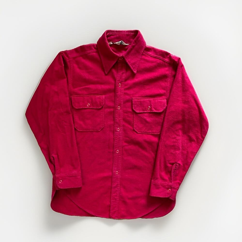 VTG Woolrich Expedition Chamois Shirt Men's L Red 70s USA Workwear Button Down